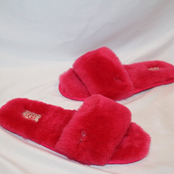 UGG‎ WOMEN'S FLUFF SLIDE SLIPPER SANDALS FUSCHIA PINK NEW - Picture 2 of 6